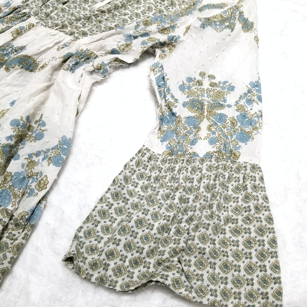 Punch floral paisley tiered Swiss dot cotton tunic - Picture 3 of 8